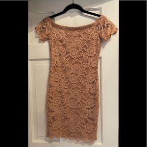 Embroidered cold shoulder dress